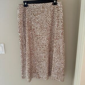 J.Crew Leopard Print Slip Midi Skirt Pull On Elastic Back Waist Size L NWT